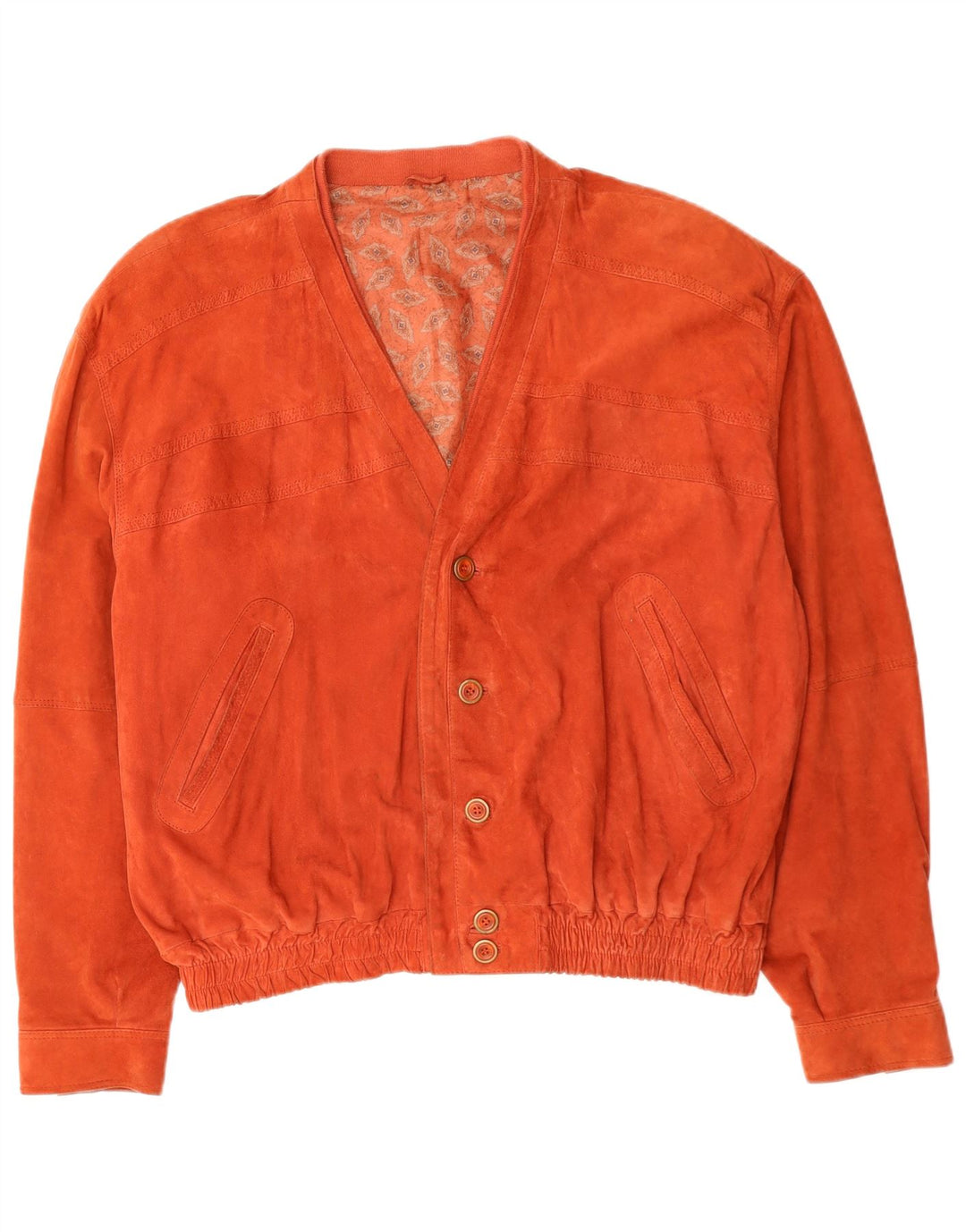 VINTAGE Herre Bomber Ruskindsjakke IT 54 2XL Orange Læder