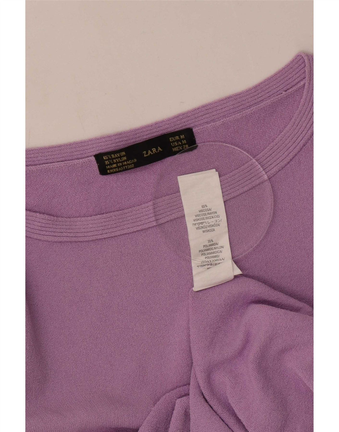 Zara Dame Top 3/4 ærme UK 12 Medium Lilla Viscose