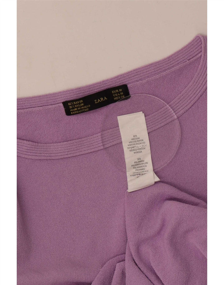 Zara Dame Top 3/4 ærme UK 12 Medium Lilla Viscose