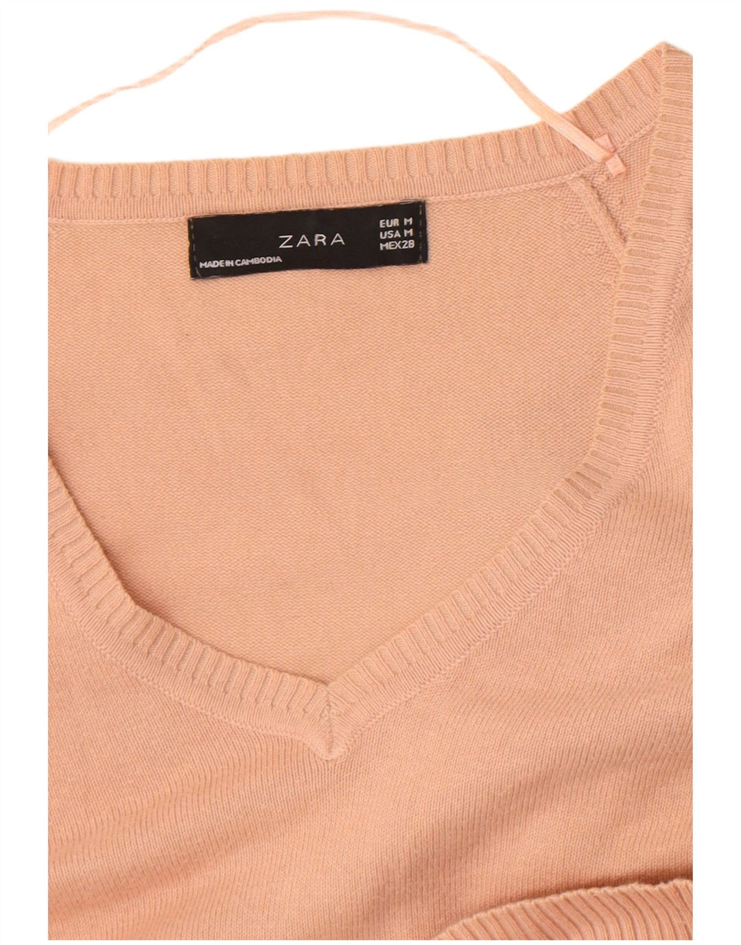 Zara Womens Crop V-hals sweater UK 12 Medium Pink