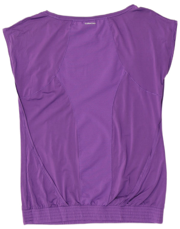 Adidas Dame Grafisk T-Shirt Top UK 16 Large Purple Polyester Sports