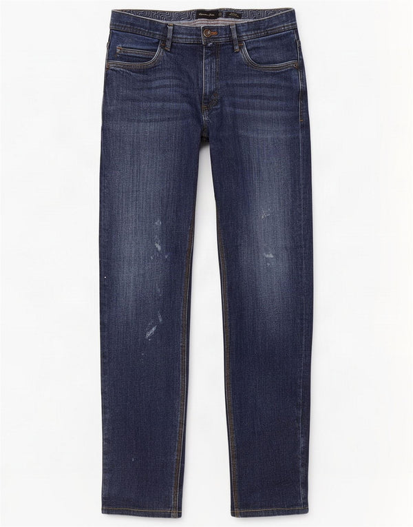 Massimo Dutti Herre Distressed Slim Jeans EU 42 Large W32 L30 Blue Cotton