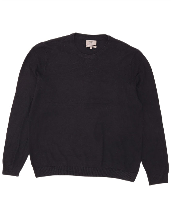 Marks & Spencer Herre sweater med rund hals, stor marineblå akryl