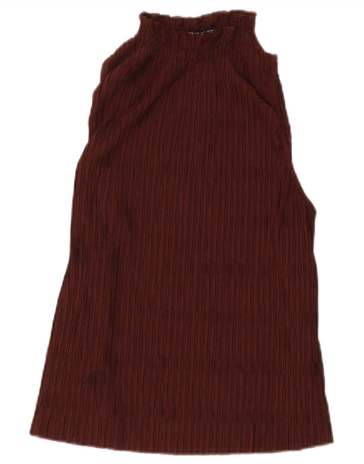 Zara Dame Halter Top UK 10 Small Bourgogne Polyester