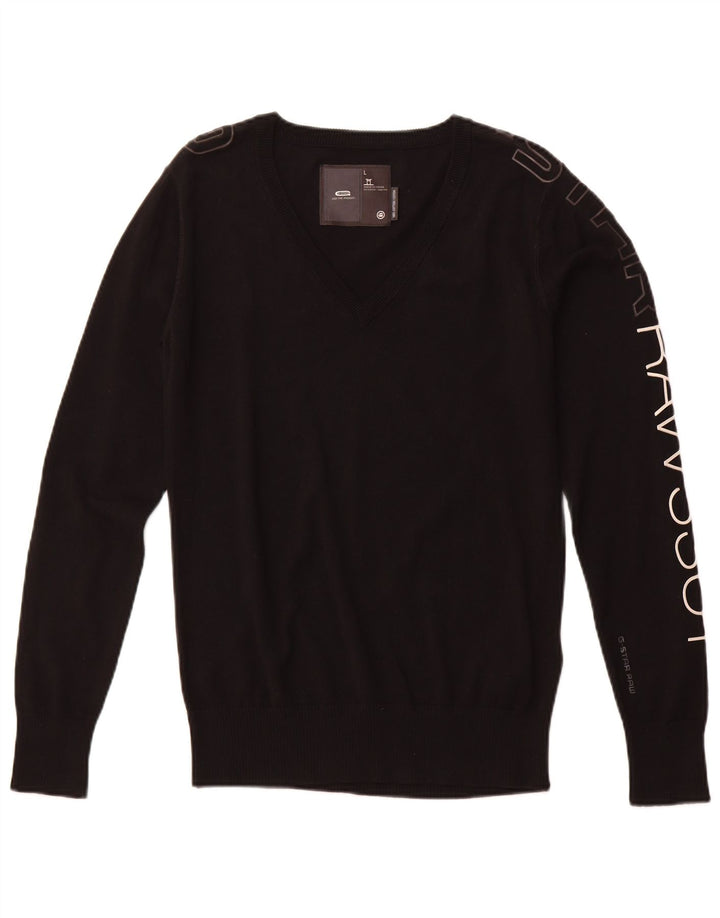 G-STAR Herre grafisk V-hals sweater Stor sort bomuld