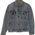 LEVI'S Dame Crop Denimjakke UK 14 Stor Blå Bomuld