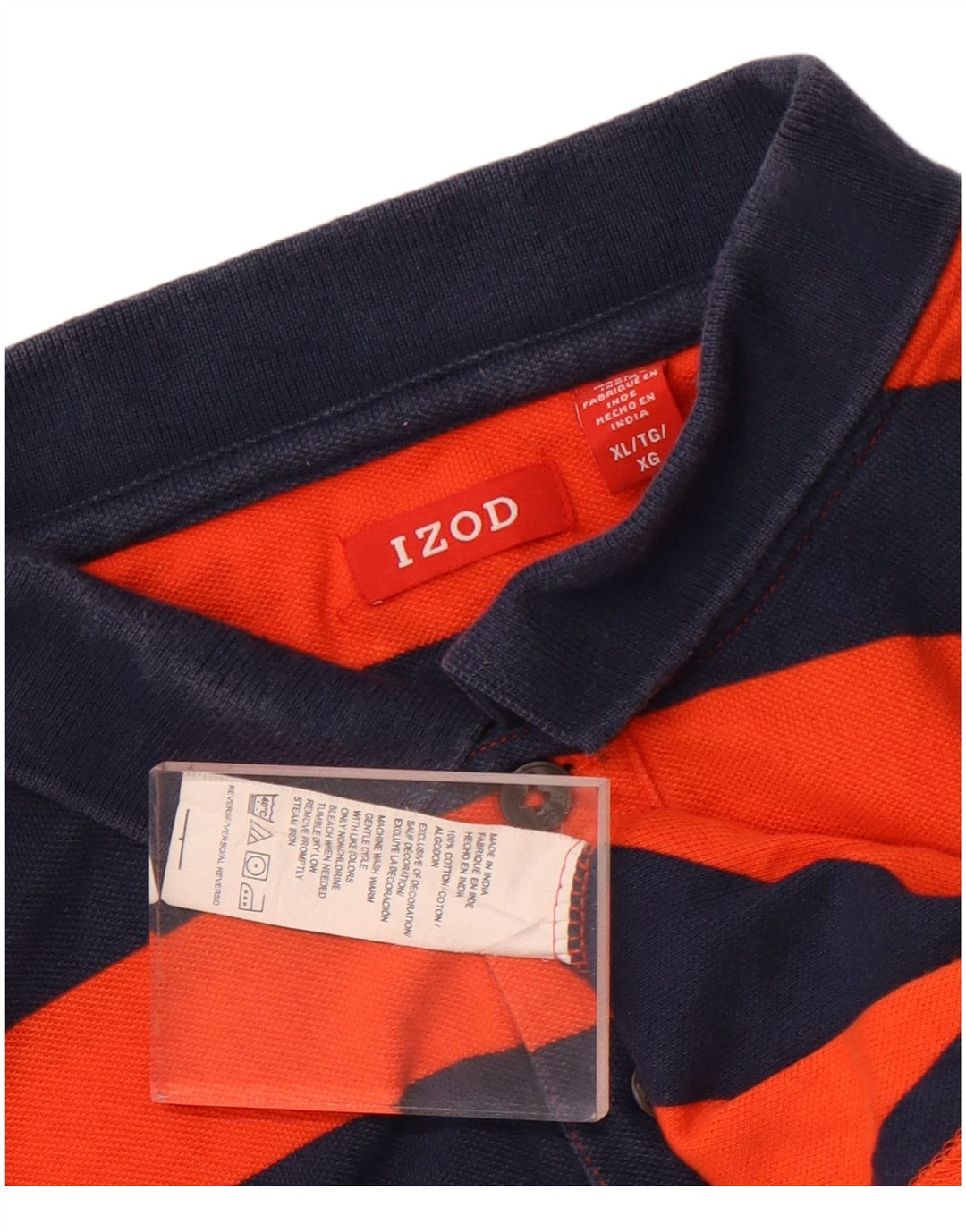 Izod herre poloshirt XL orange stribet bomuld