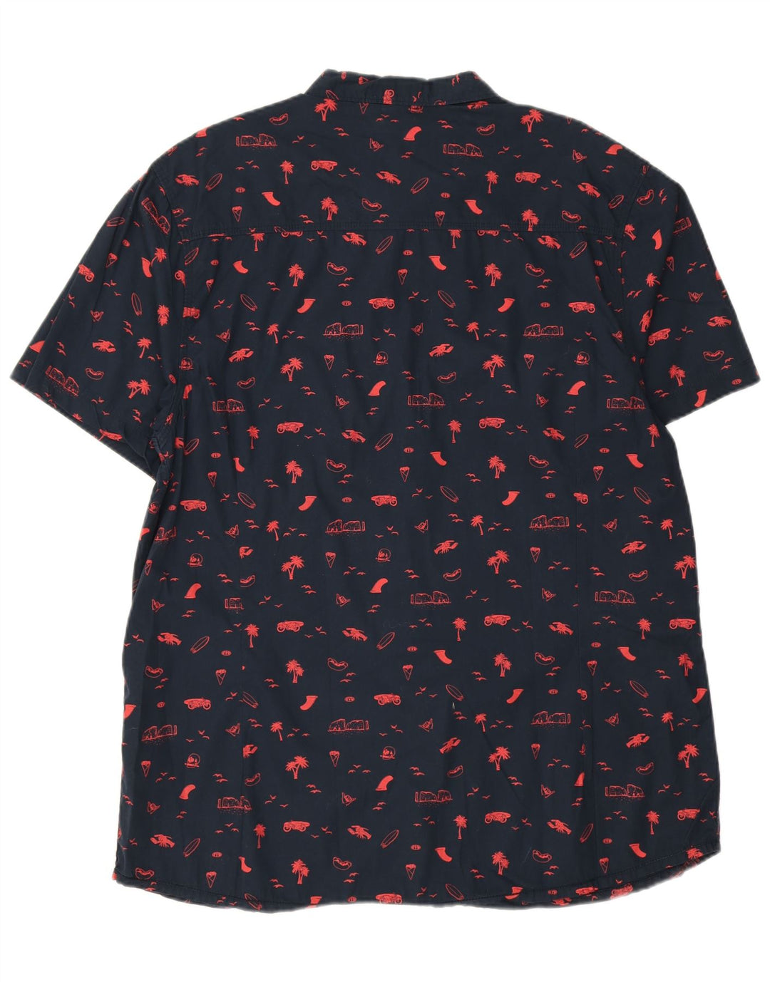 Animal Herre abstrakt mønster kortærmet skjorte 2XL marineblå bomuld