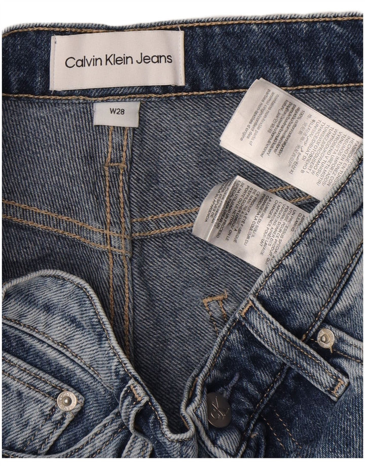 Calvin Klein Dame Denim Distressed Hot Pants W28 Medium Blue Cotton