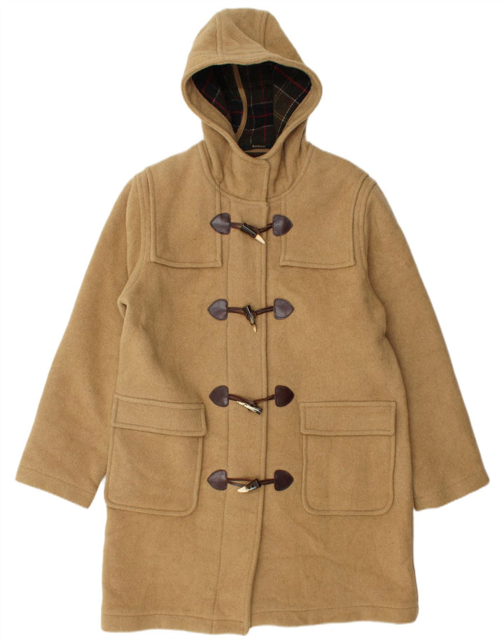 Barbour Dame Hooded Duffel Coat UK 14 Stor Beige Uld