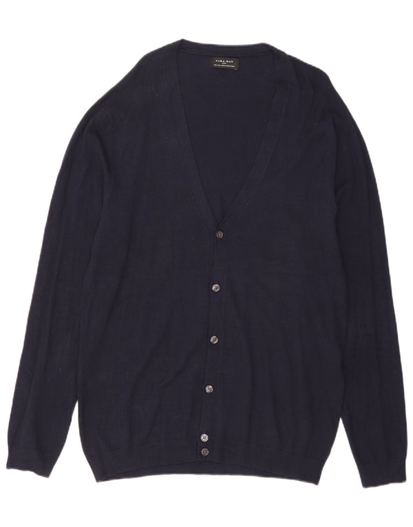 Zara Herre Cardigan Sweater Large Navy Blue