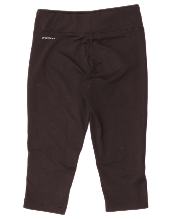 REEBOK Dame Capri Leggings UK 8/10 Small Black Polyester