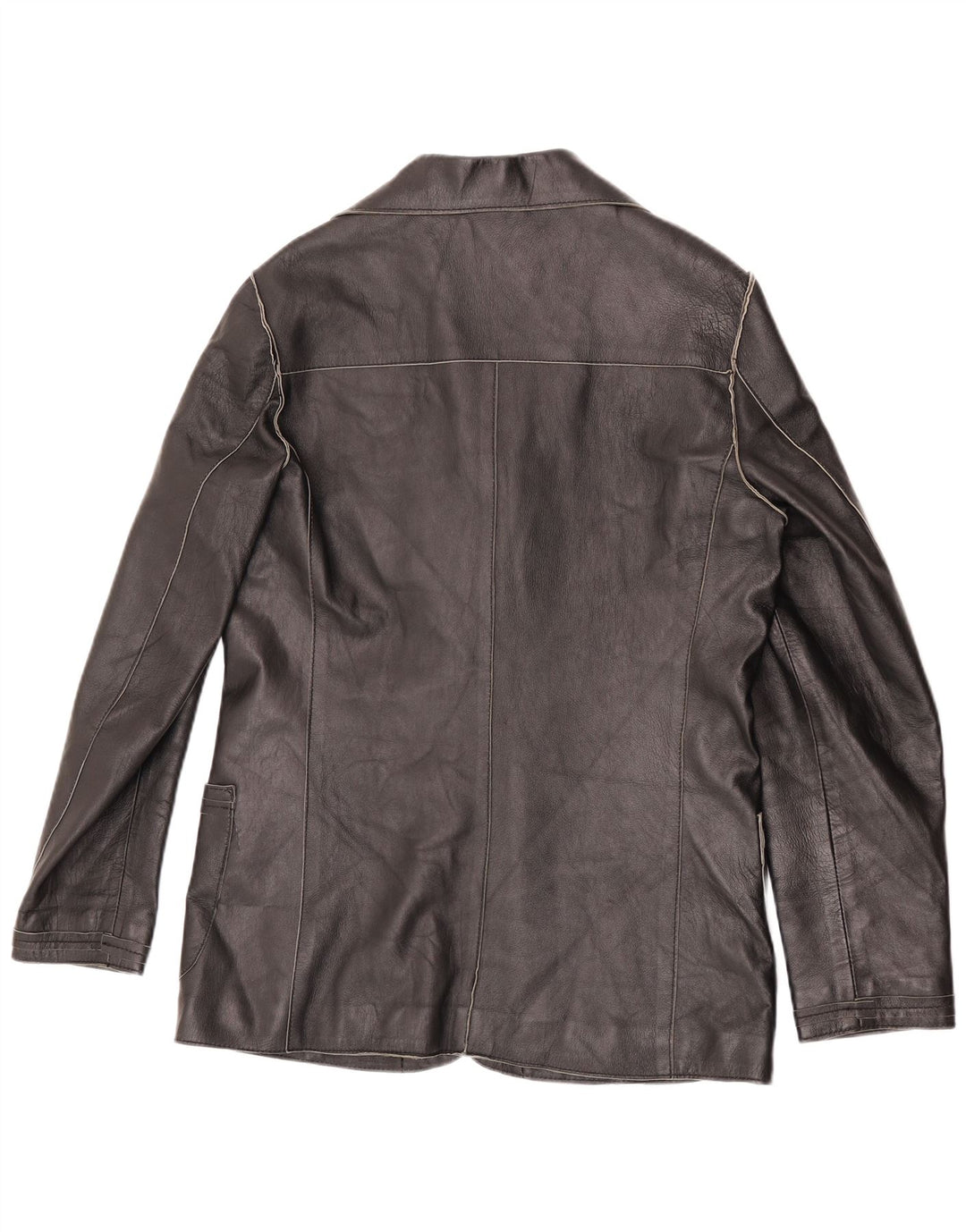 Vintage dame 3-knaps læder blazerjakke UK 16 Large Black