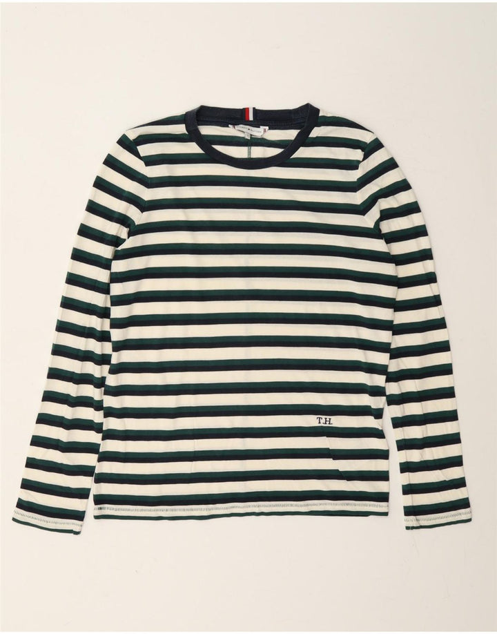 Tommy Hilfiger Herre Top Langærmet Lille Grøn Stribet Lyocell