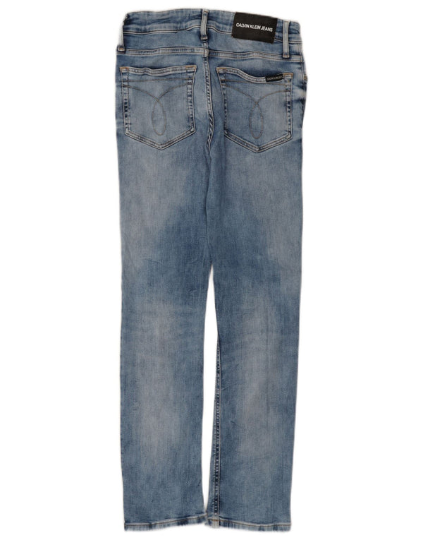 Calvin Klein Piger Slim Jeans 11-12 År W25 L26 Blå Bomuld