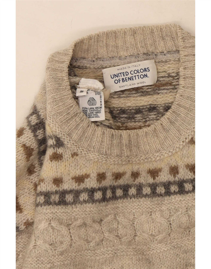 Benetton Herrevest Tank Top Small Grey Fair Isle