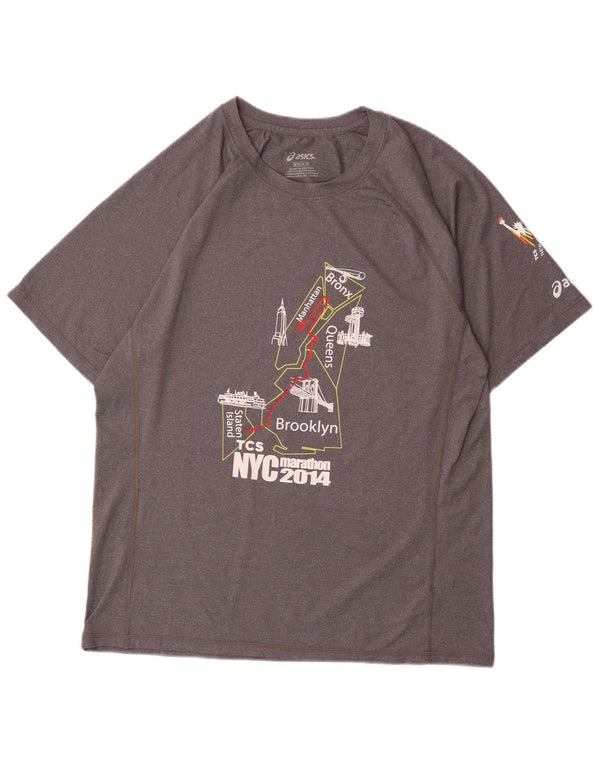 Asics Herre grafisk T-shirt Top Medium Grey Flecked Polyester