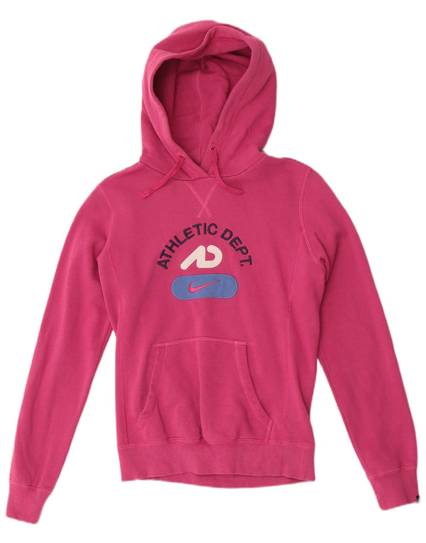 Nike Graphic Hoodie Jumper UK 10 Small Pink Bomuld