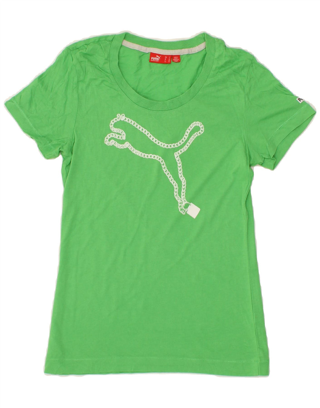 PUMA Womens Graphic T-Shirt Top UK 10 Small Green Vintage Puma and Second-Hand Puma from Messina Hembry 