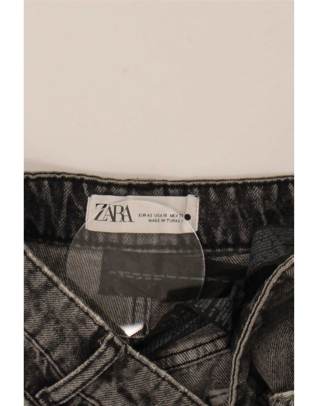 Zara Womens Distressed Denim Shorts EU 42 Large W32 Grå Bomuld