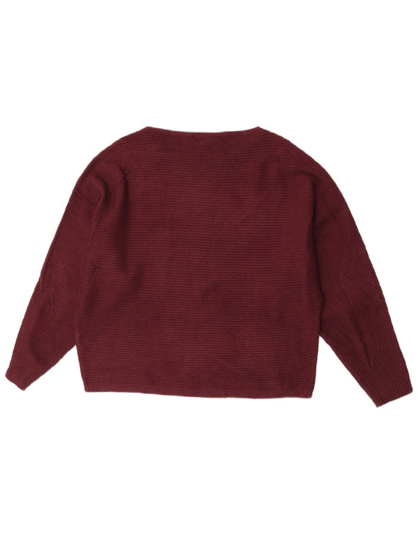 Oasis Dame Boat Neck Jumper Sweater UK 14 Medium Burgundy Viscose