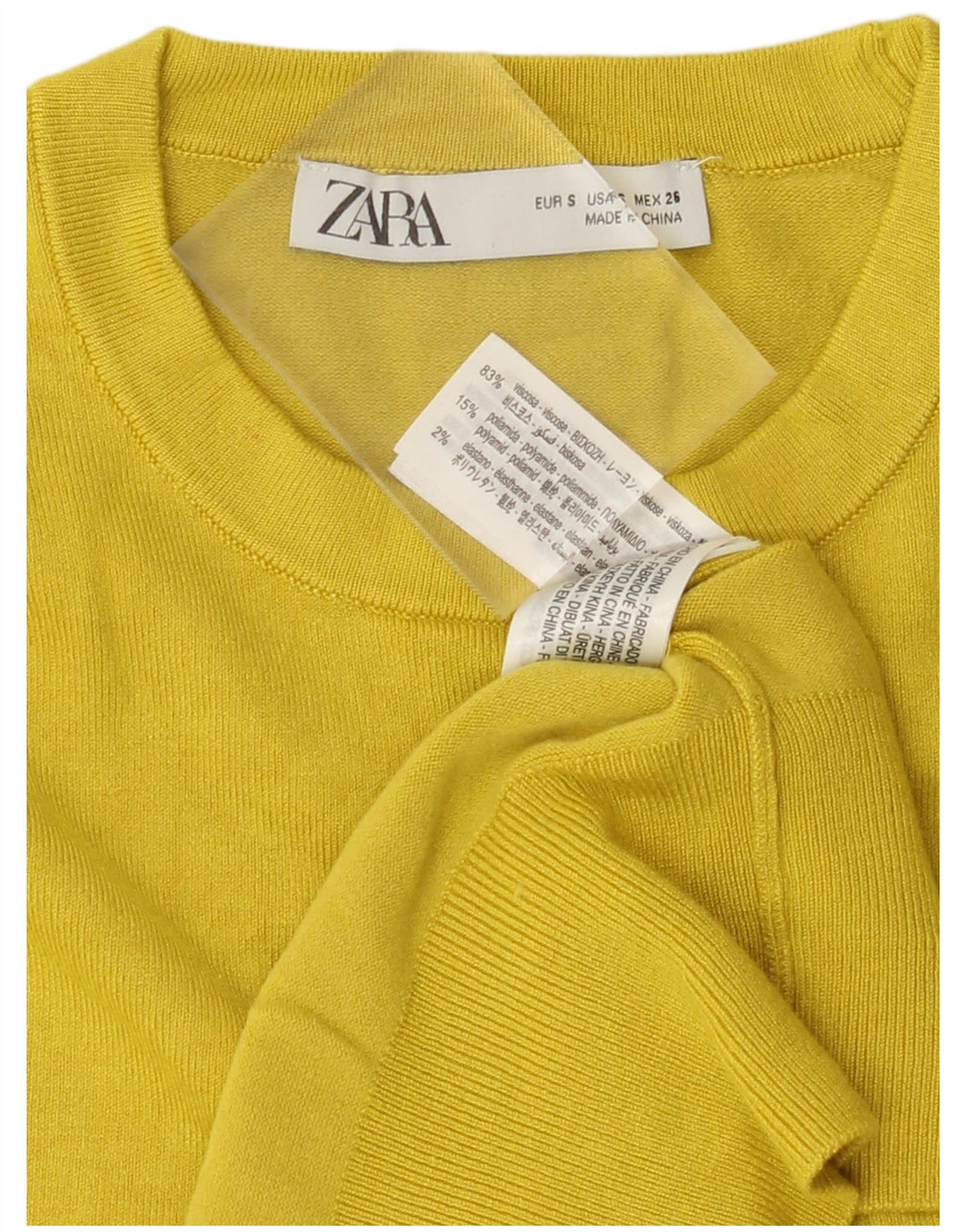 ZARA sweater med rund hals til kvinder UK 10 Lille gul viskose