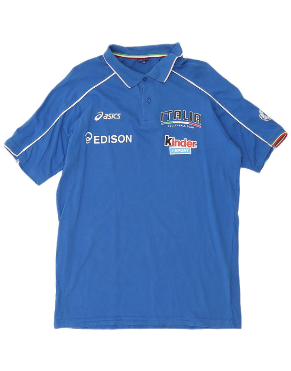 Asics Herre Italia Grafisk Polo Shirt 2XL Blå Bomuld