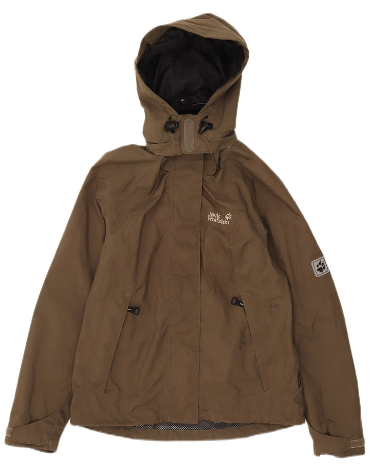 Jack Wolfskin Dame Regnjakke med hætte UK 8 Small Khaki Polyester