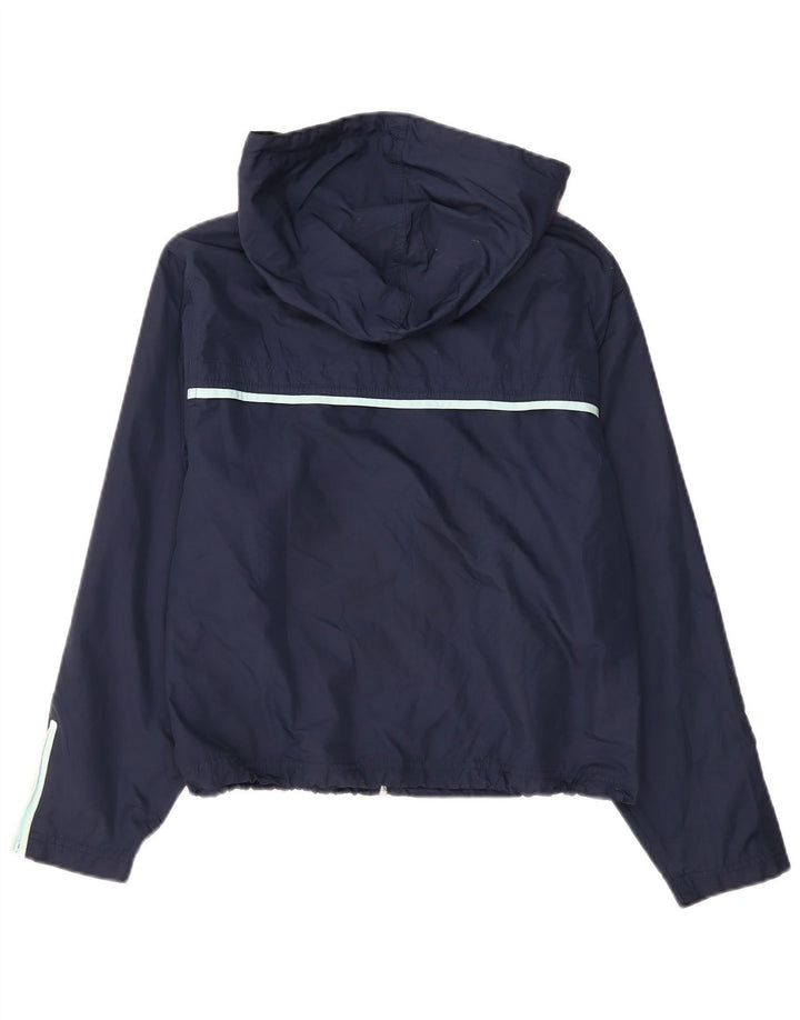 Reebok Regnjakke med hætte til kvinder UK 14 Medium Navy Blue Polyester
