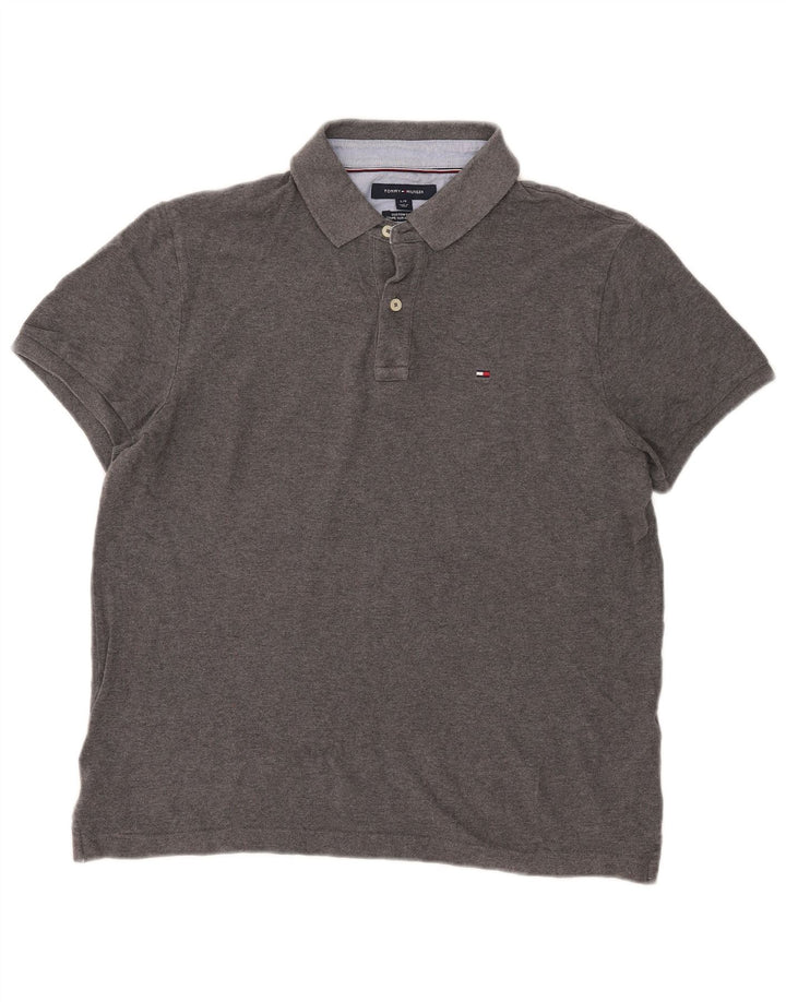 Tommy Hilfiger Herre Custom Fit Polo Shirt Stor Grå Bomuld