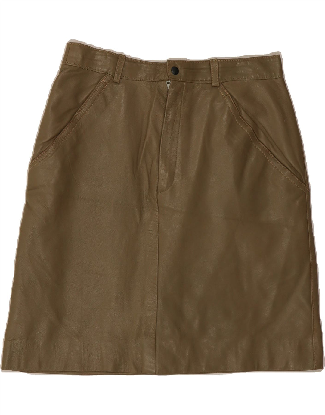 VINTAGE Womens Leather Skirt W26 Small Beige Leather Vintage Vintage and Second-Hand Vintage from Messina Hembry 