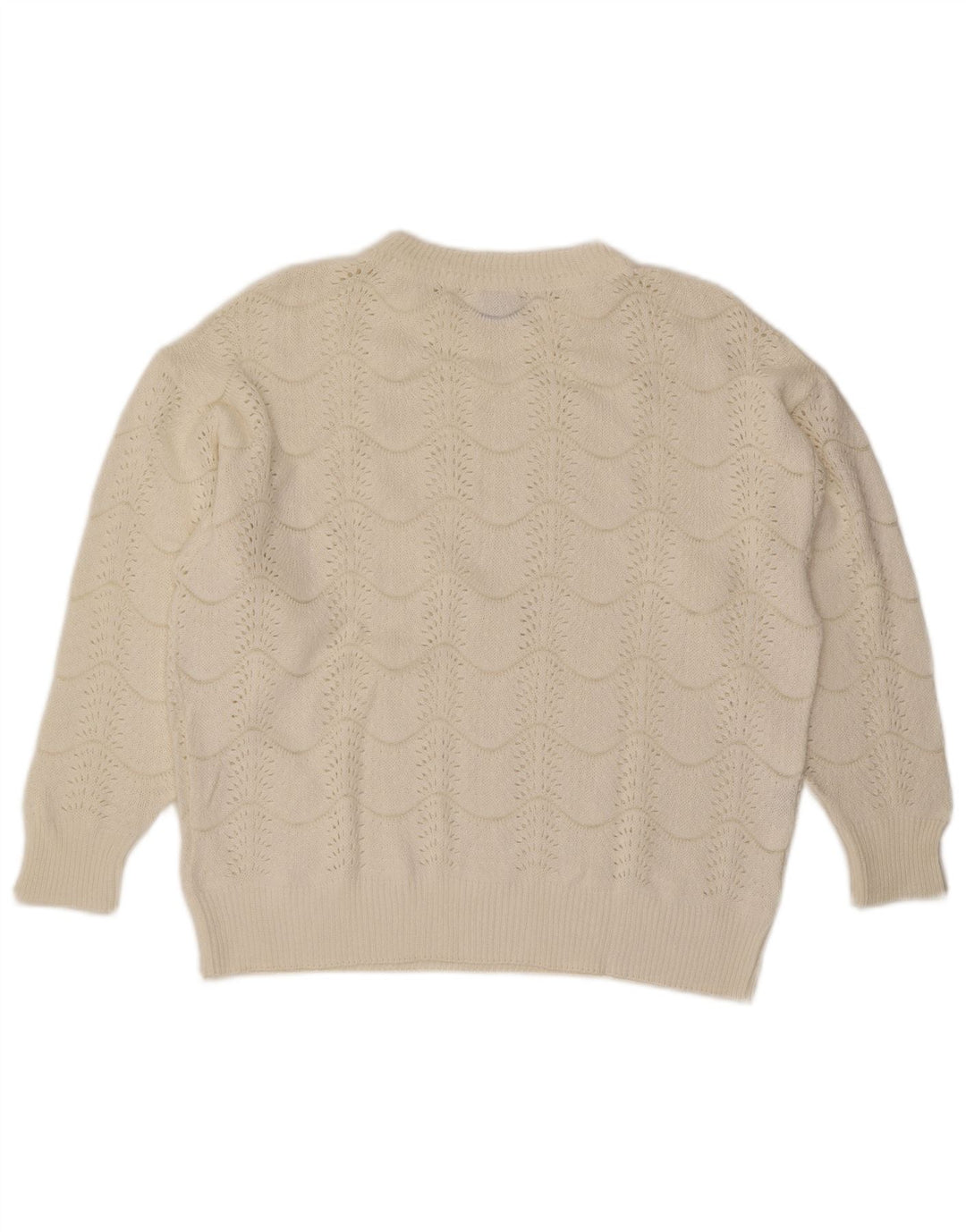 Vintage dame sweater med rund hals IT 46 Large Off White Chevron