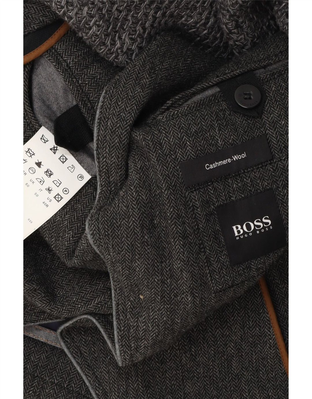 HUGO BOSS Herre 3-knaps blazerjakke EU 50 Stor grå sildeben