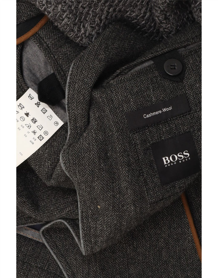 HUGO BOSS Herre 3-knaps blazerjakke EU 50 Stor grå sildeben