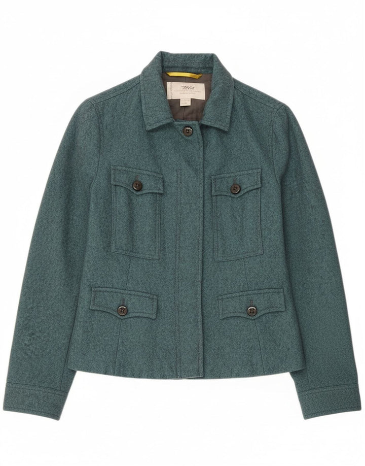 Marlboro Classics Kvinder Utility Jacket UK 12 Medium Blue Wool