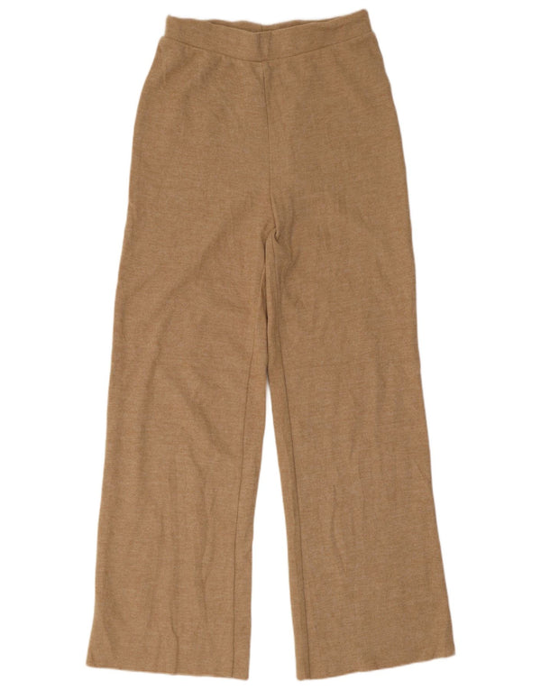 Zara Dame Flare Træningsdragt Bukser UK 10 Small Beige Bomuld