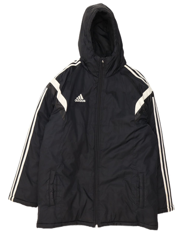Adidas Herre hættepolstret jakke UK 42 XL Sort Colourblock Polyester