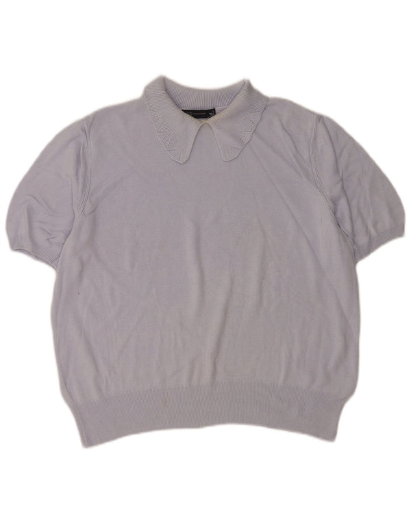 Marks & Spencer Dame Polo Neck Jumper Sweater UK 14 Large Blue