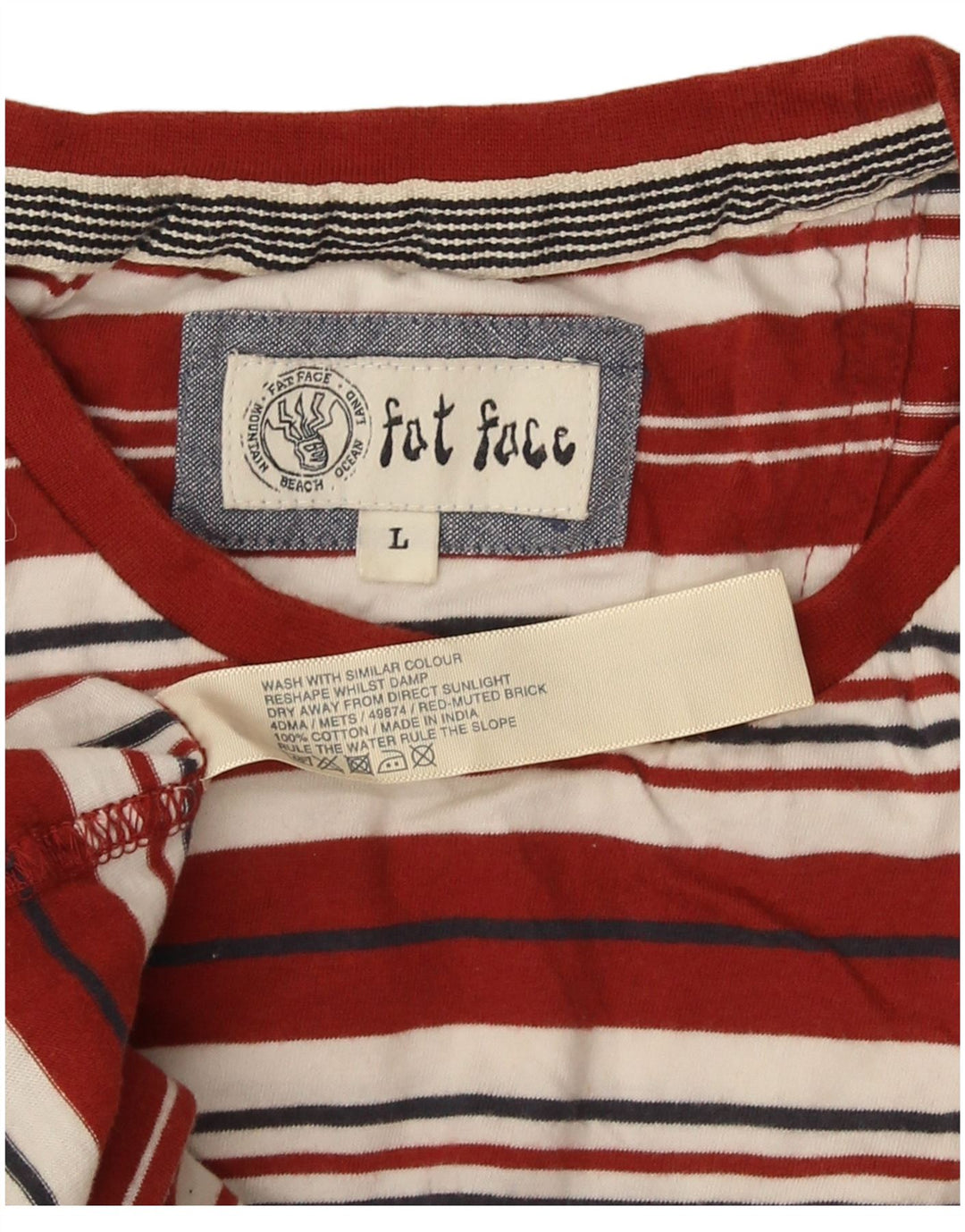 Fat Face Herre T-Shirt Top Stor rødstribet bomuld