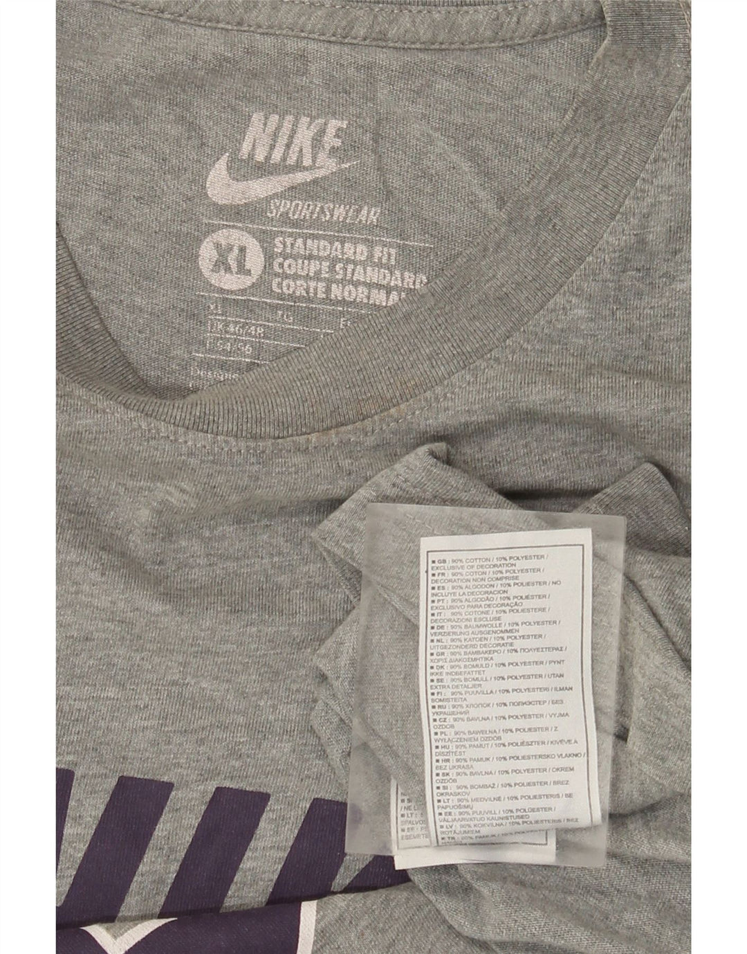 Nike grafisk t-shirt top til mænd XL Grå flækket bomuld