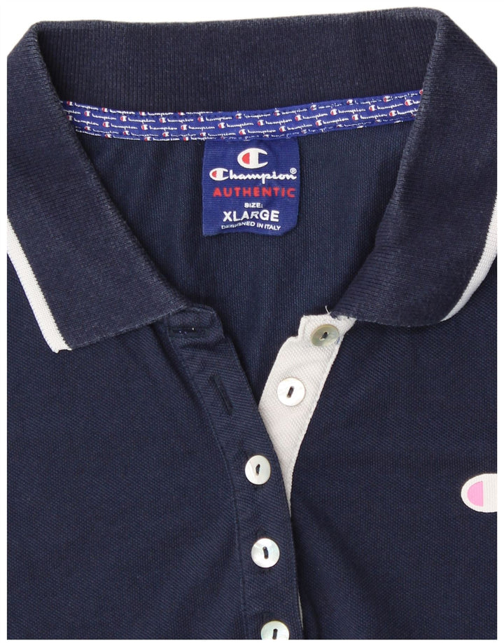 CHAMPION Womens Polo Shirt UK 18 XL Navy Blue