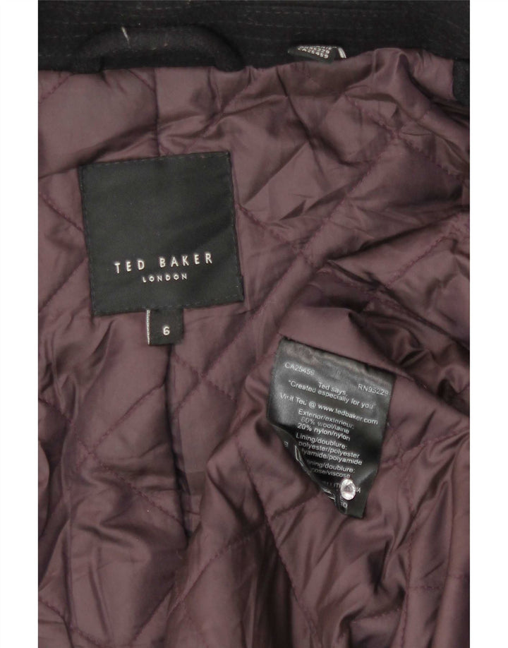 Ted Baker Herre Hooded Pea Coat Størrelse 6 XL Sort Uld