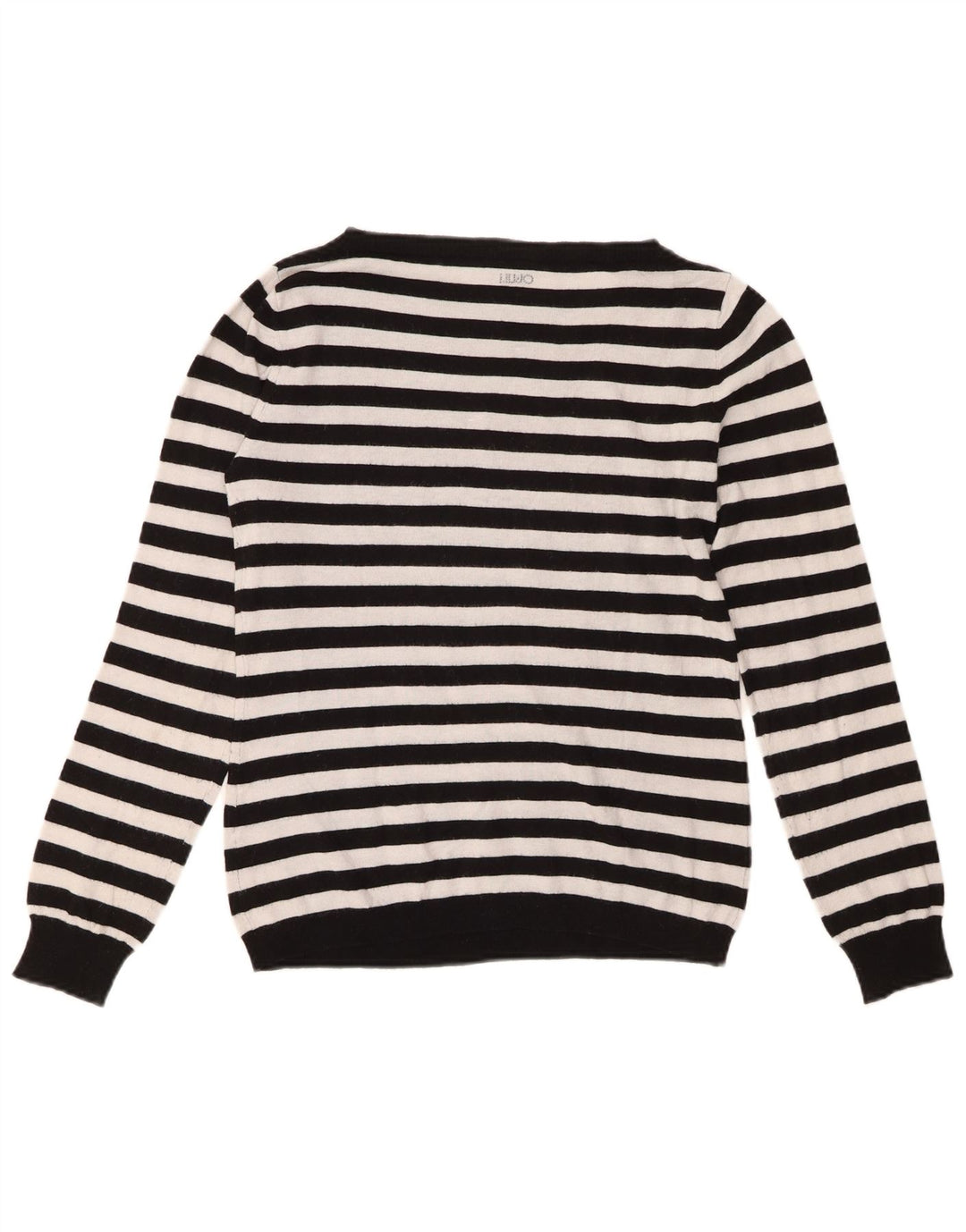 Liu Jo Dame Boat Neck Jumper Sweater UK 12 Medium Sort Stribet