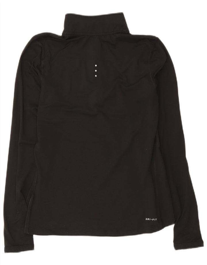 Nike Dame Dri Fit Pullover med lynlås-hals Træningsdragt Top UK 10 Lille Sort