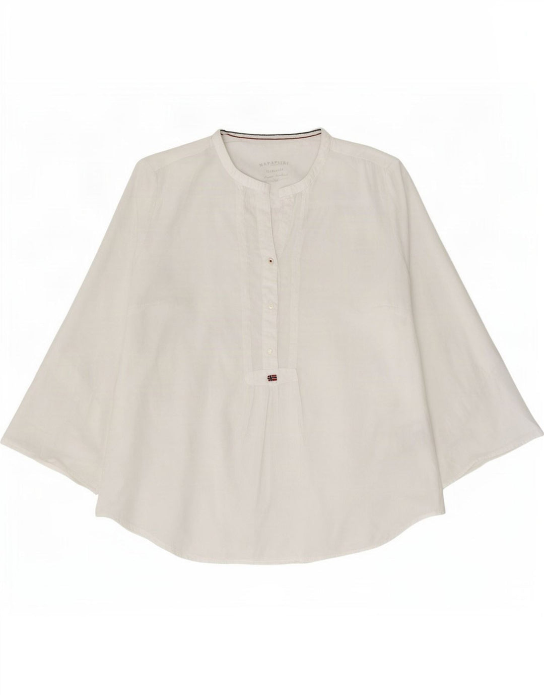 Napapijri Dame 3/4 ærmet bluse Top UK 14 Medium White Bomuld