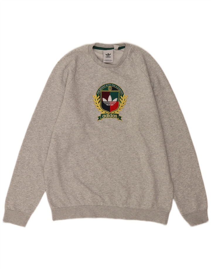 Adidas grafisk sweatshirt til mænd mellem grå bomuld