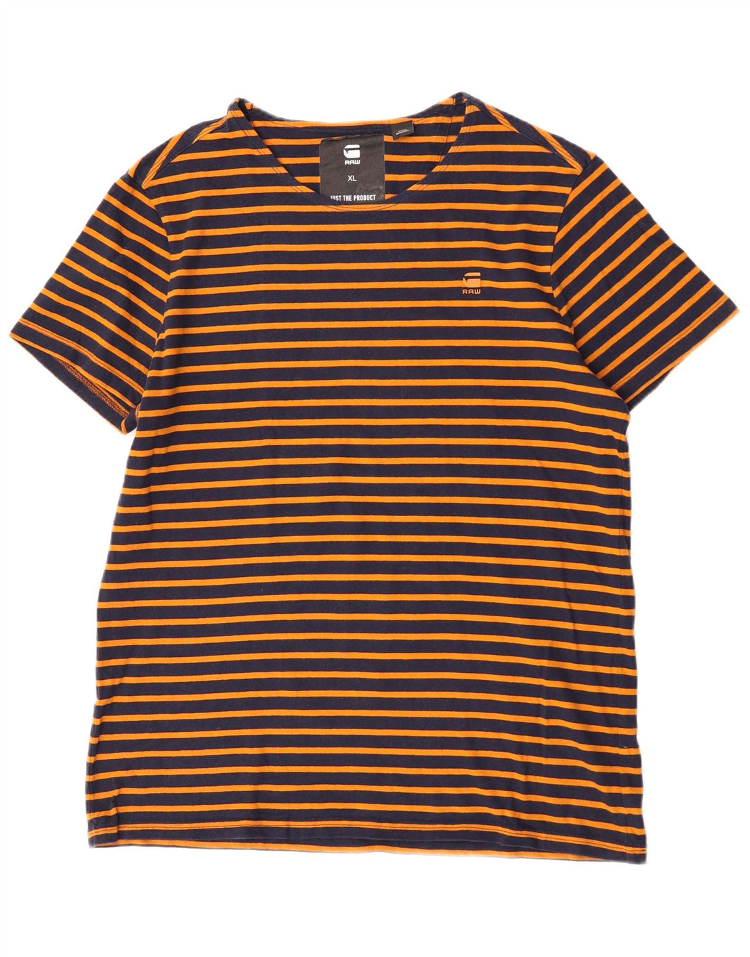 G-Star Herre T-Shirt Top XL Orange Stribet