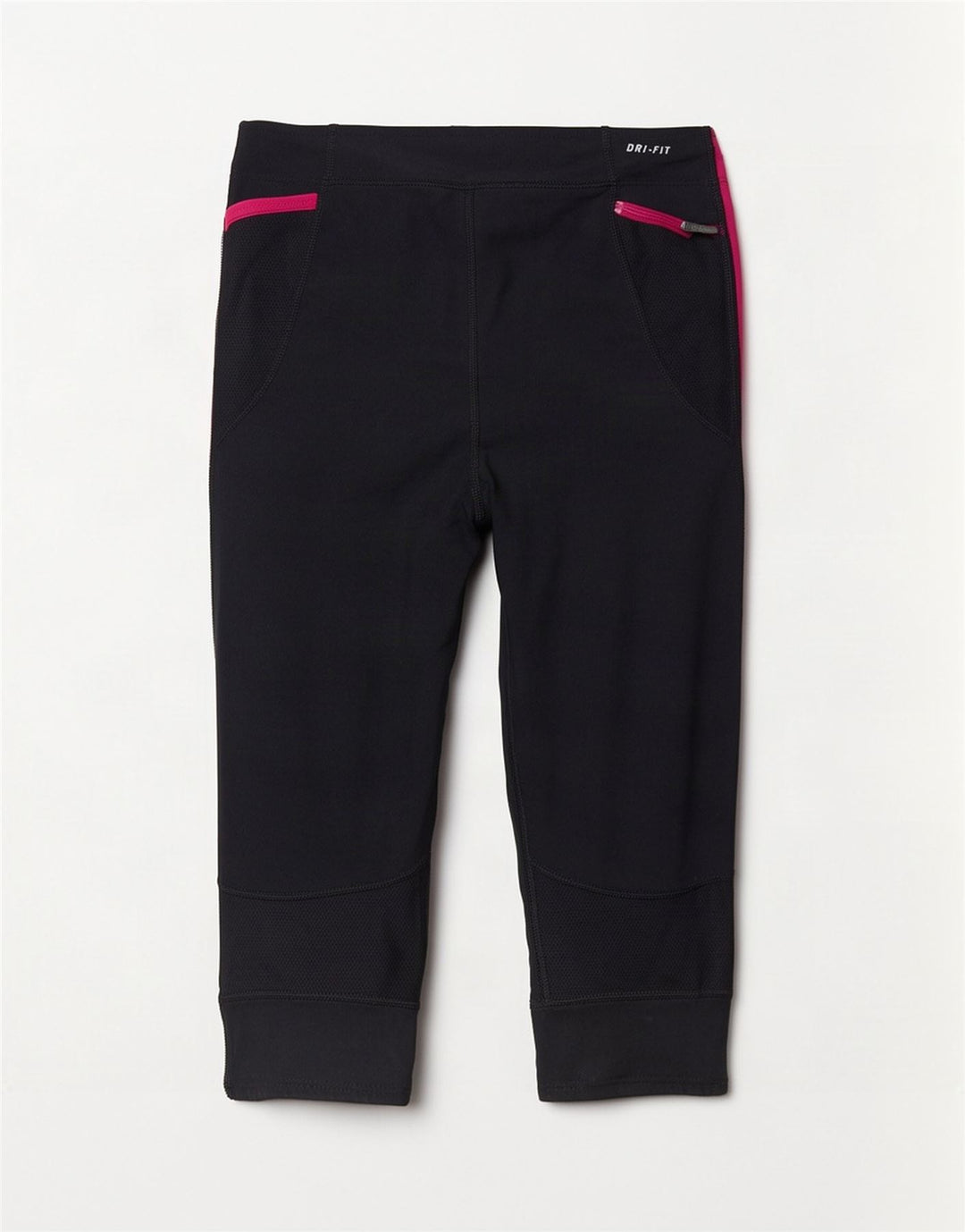Nike Dame Dri Fit Capri Leggings UK 14 Large Black Colourblock Polyester