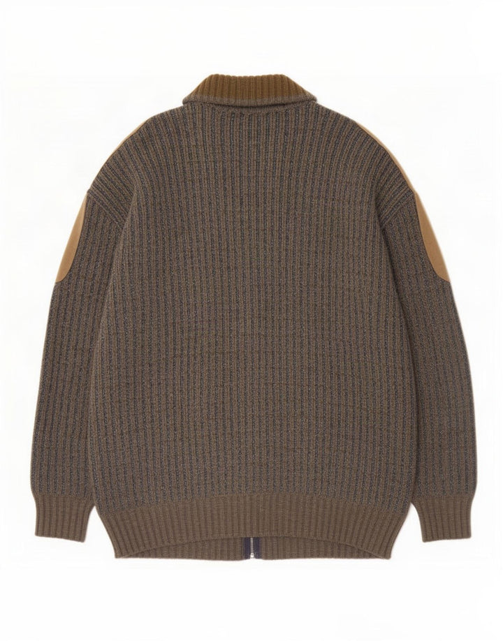 Vintage herre cardigan sweater Stor grå farveblok