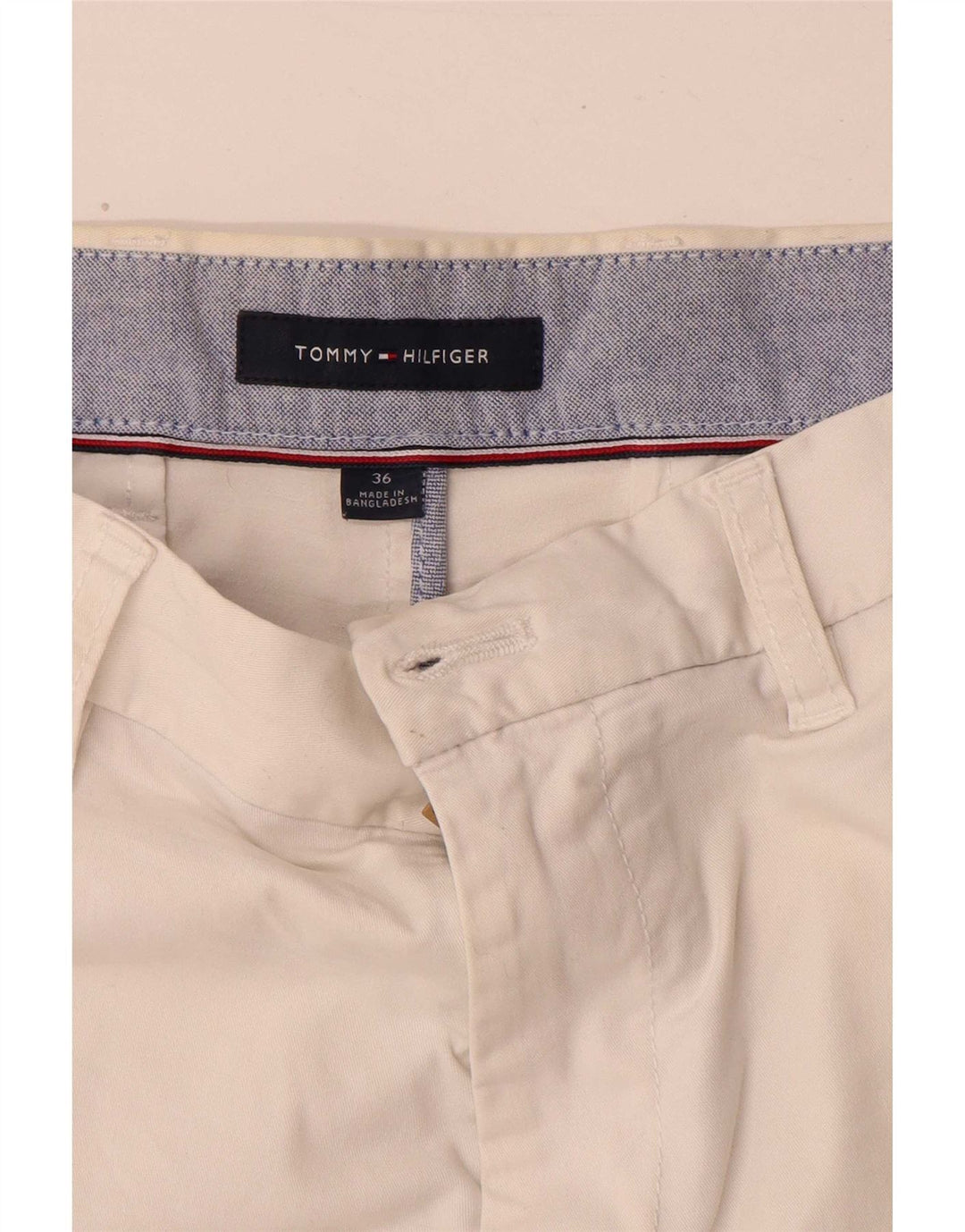 Tommy Hilfiger Herre Chino Shorts W36 Stor Hvid Bomuld